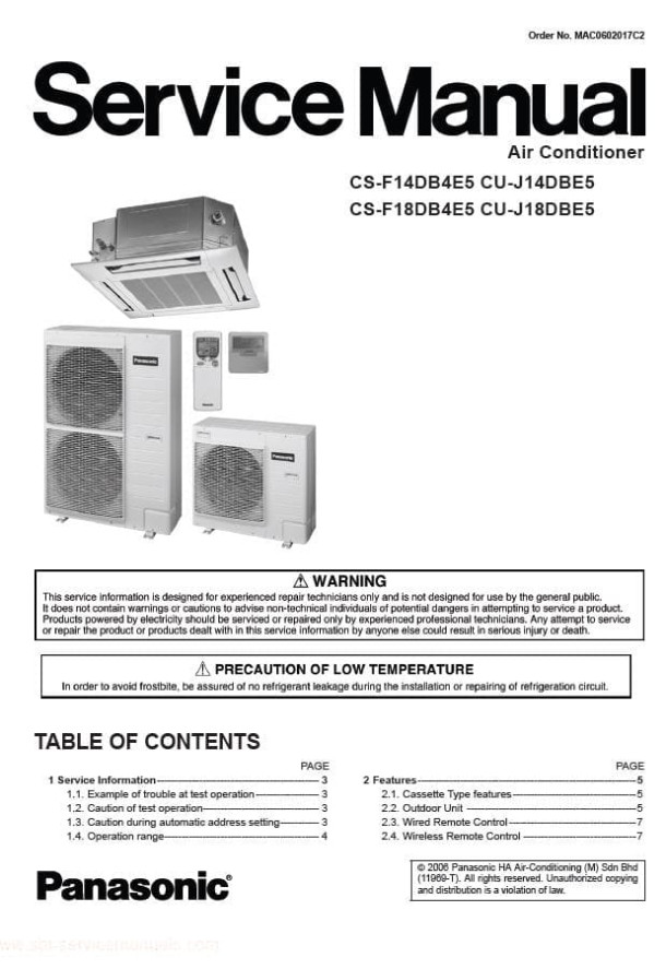 CS-F14DB4E5, CS-F18DB4E5, CU-J14DBE5, CU-J18DBE5